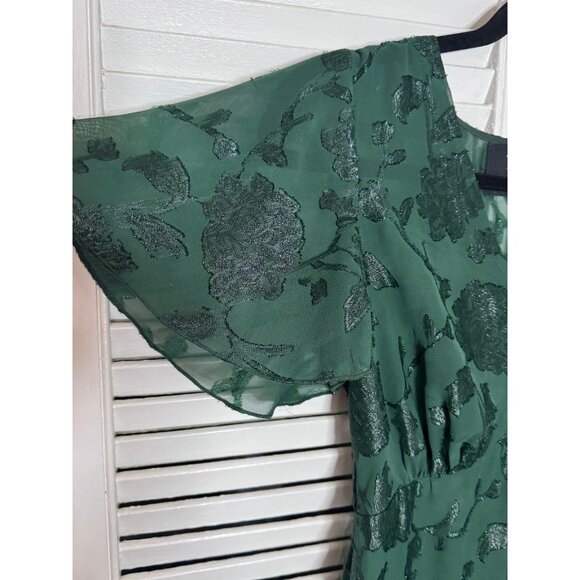Anna Sui x Modcloth Womens Fairycore‎ Floral Green Sheer Size 2 Mesh Midi Dress - Picture 5 of 13